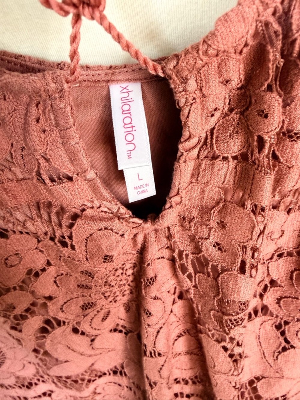 Xhilaration Dusty Rose Cold-Shoulder Lace Swim Cover-Up - Picture 2 of 5
